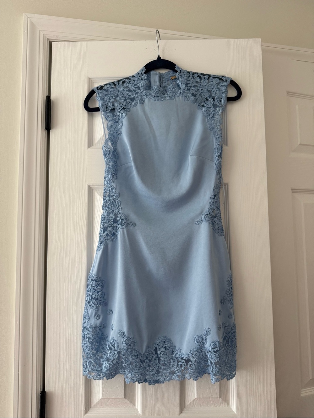 Cult Gaia Riti Lace Trim Open Back Mini Dress Coastal Blue NEW with tags - Picture 3 of 14